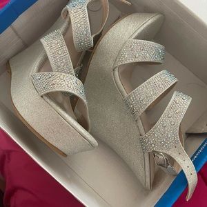 Silver glitter wedges women’s shoes